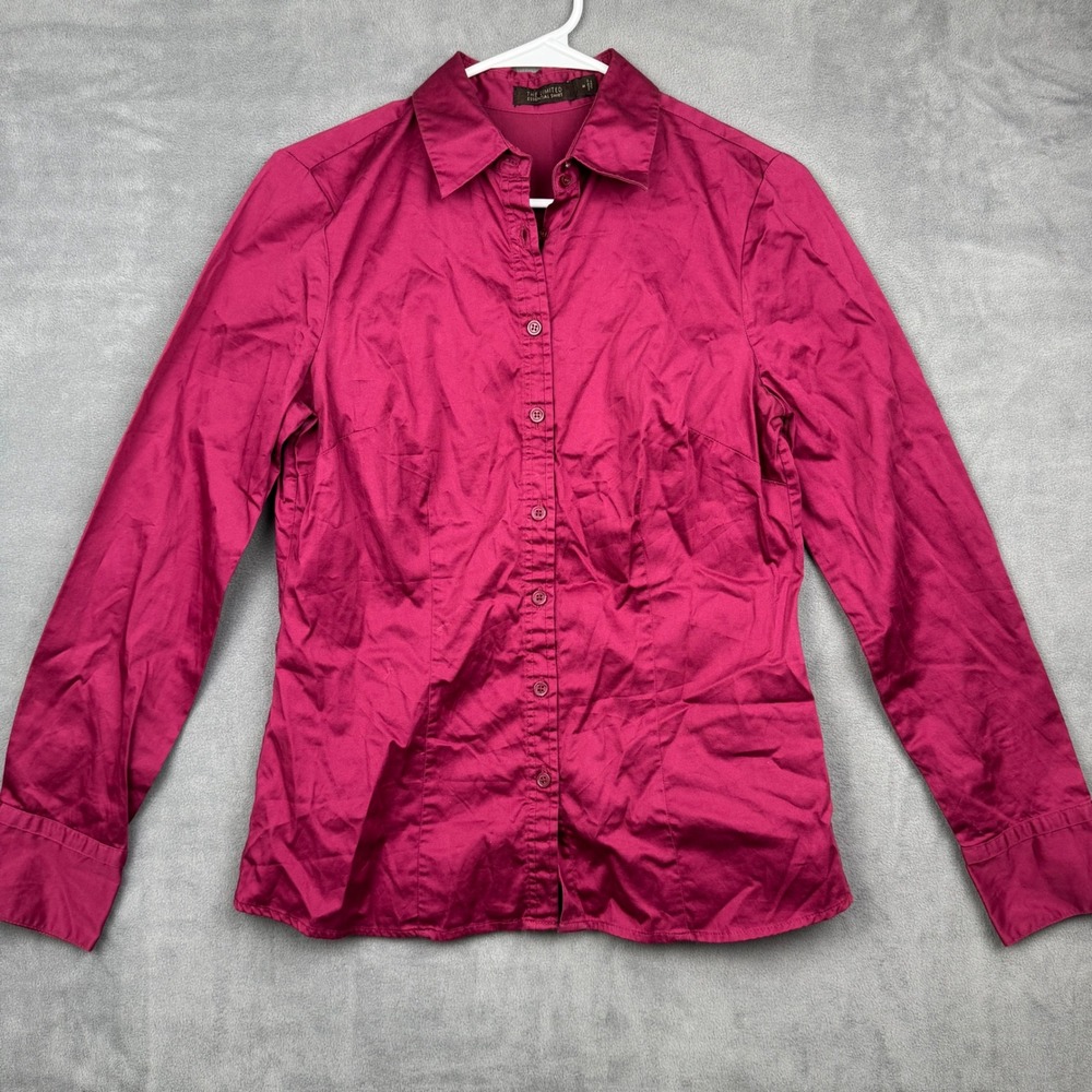 The Limited Essential Shirt Women Size Medium Magenta Long Sleeve Button Up Top‎